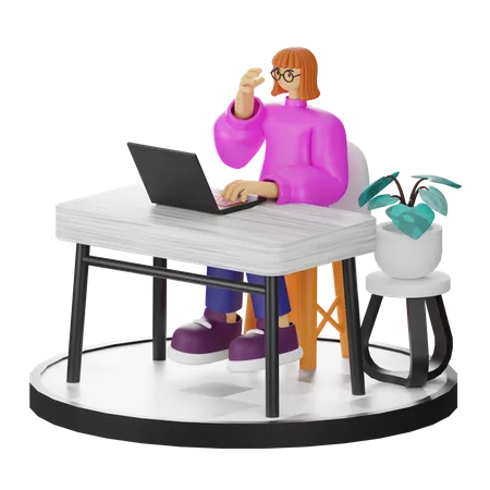 Woman Talking On Smartphone While Working  3D Illustration