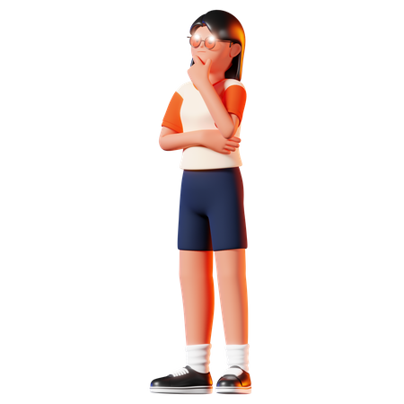 Woman Thinking Pose  3D Icon