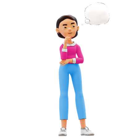 Woman Thinking Something  3D Icon