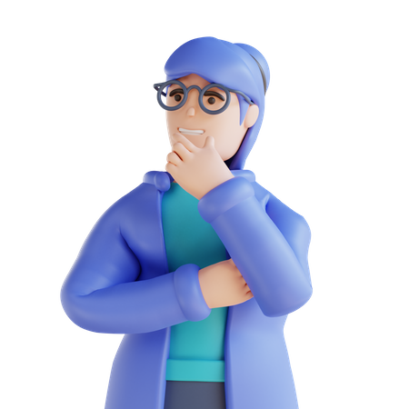 Woman thinking something  3D Icon