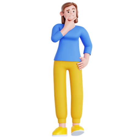 Woman Thinking Something  3D Illustration