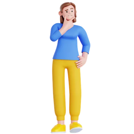 Woman Thinking Something  3D Illustration