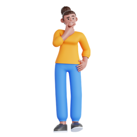 Woman Thinking Something  3D Illustration