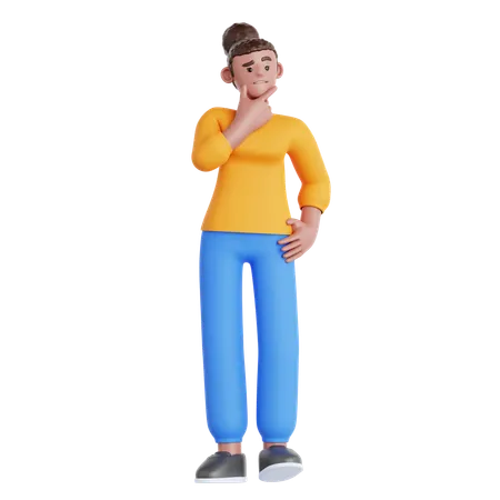 Woman Thinking Something  3D Illustration