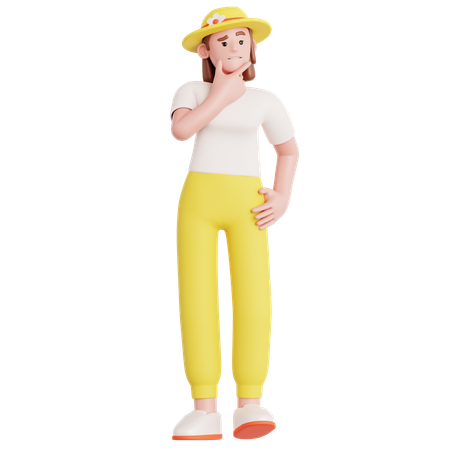 Woman Thinking Something  3D Illustration