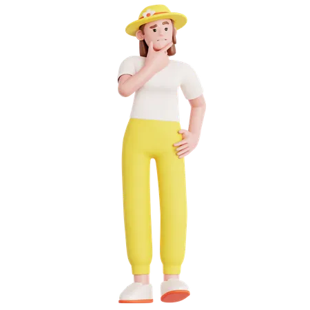 Woman Thinking Something  3D Illustration