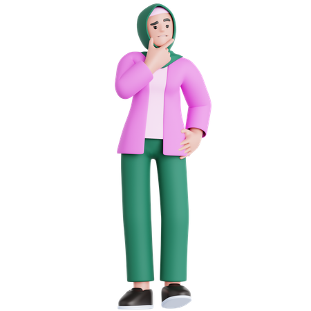 Woman Thinking Something  3D Illustration