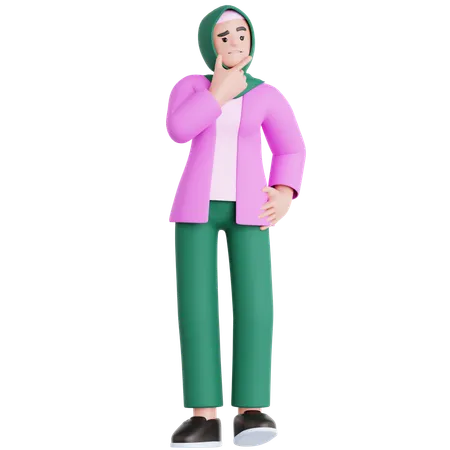 Woman Thinking Something  3D Illustration