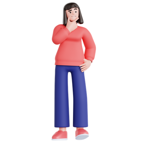 Woman Thinking Something  3D Illustration