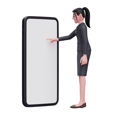 Woman touching phone screen with finger  3D Illustration