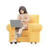 3d woman typing on laptop