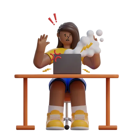 Woman under workload  3D Illustration