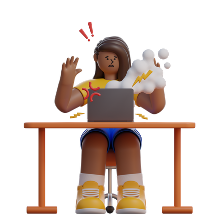 Woman under workload  3D Illustration