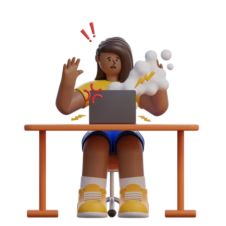 Woman under workload 3D Illustration