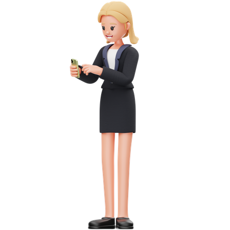 Woman Use Phone  3D Icon