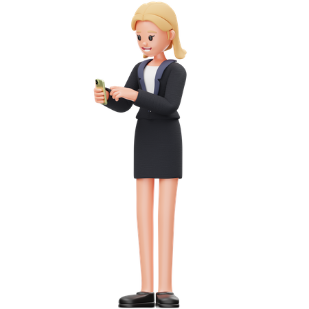 Woman Use Phone  3D Illustration