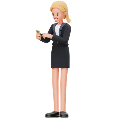 Woman Use Phone  3D Illustration