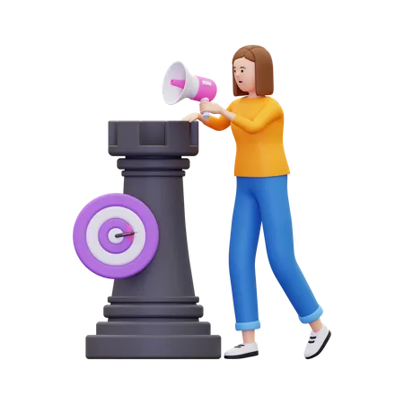 Woman using marketing strategy  3D Illustration