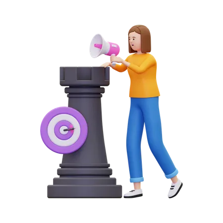 Woman using marketing strategy 3D Illustration