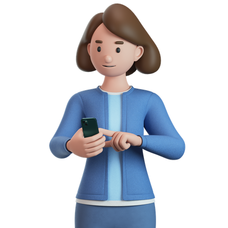 Woman Using Smartphone  3D Icon