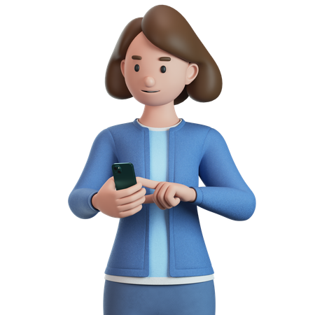 Woman Using Smartphone  3D Illustration