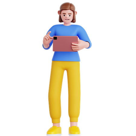 Woman Using Tablet  3D Illustration