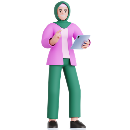 Woman Using Tablet  3D Illustration