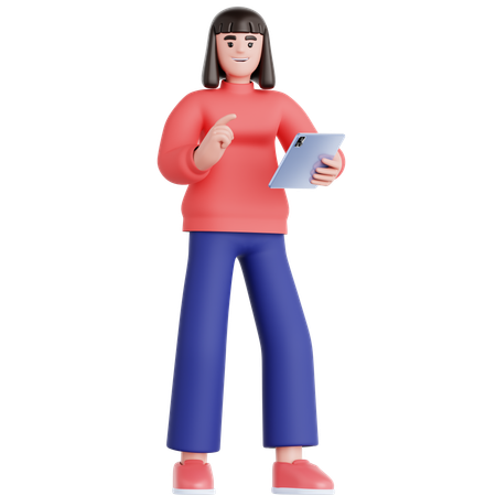 Woman Using Tablet  3D Illustration