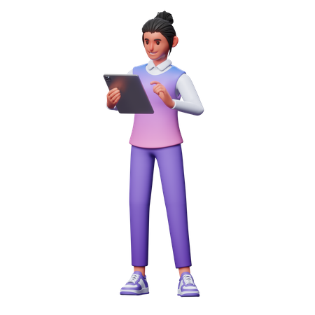 Woman Using Tablet 3D Illustration