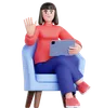 Woman Using Tablet on Couch