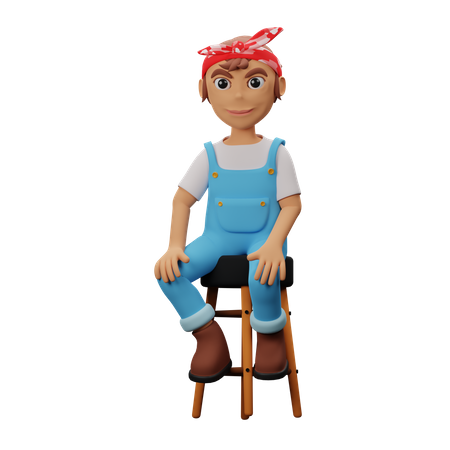 Woman waiting while sitting on table  3D Illustration