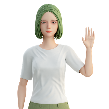 Woman waiving hand  3D Illustration