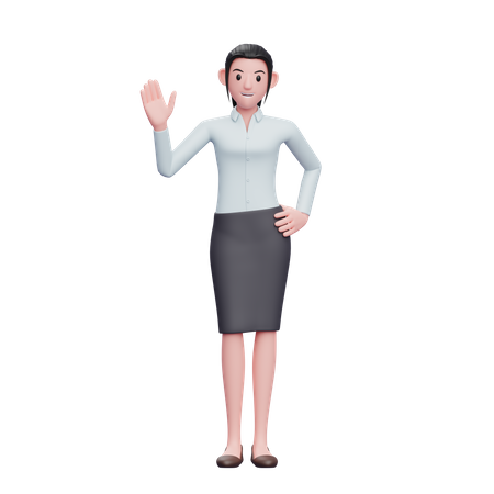 Woman waiving hand  3D Illustration