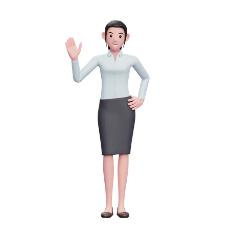 Woman waiving hand  3D Illustration