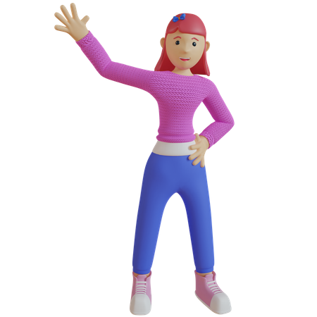 Woman waiving hand  3D Illustration