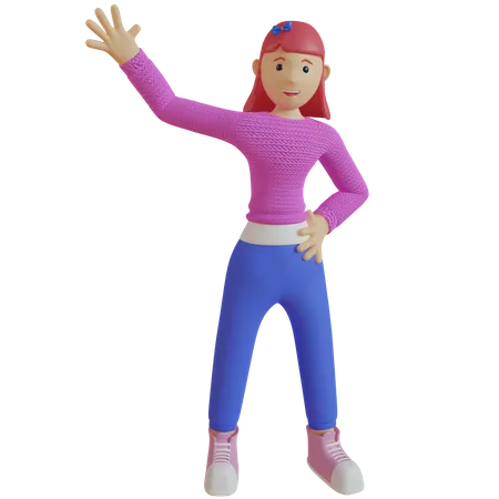 Woman waiving hand  3D Illustration