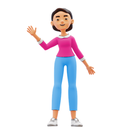 Woman waiving his hand  3D Illustration