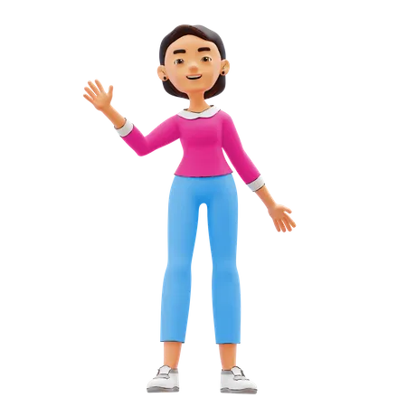 Woman waiving his hand  3D Illustration