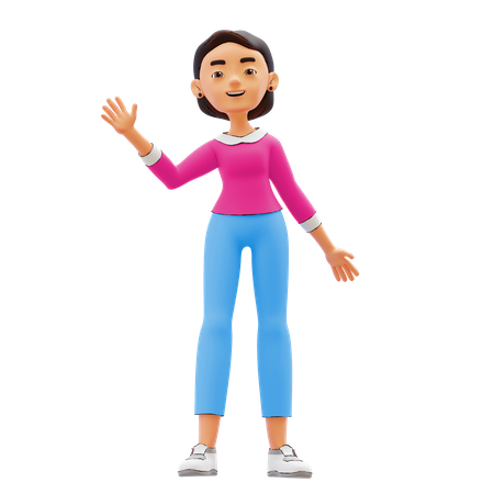 Woman waiving his hand 3D Illustration