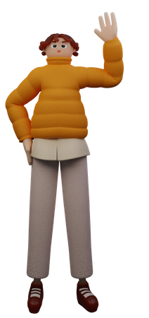 Woman waving hand  3D Icon