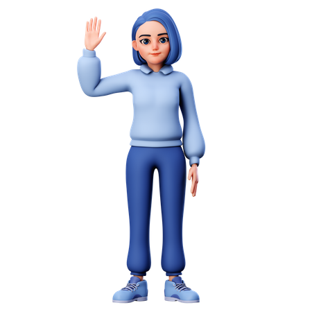 Woman waving hand  3D Icon