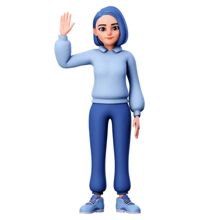 Woman waving hand  3D Illustration