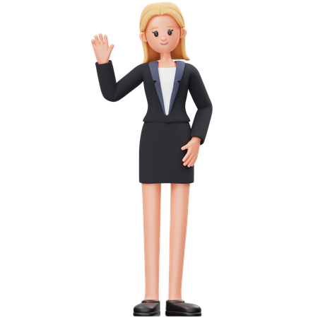 Woman Waving Hand  3D Illustration