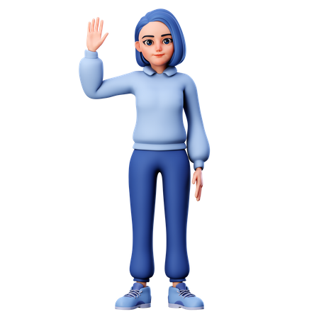 Woman waving hand 3D Illustration