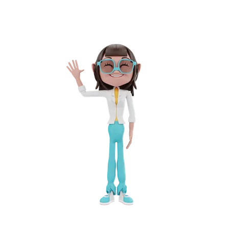 Woman waving hand and say hello  3D Illustration