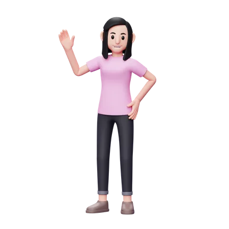 Woman waving her hand  3D Illustration