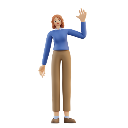 Woman Waving her Hand  3D Illustration