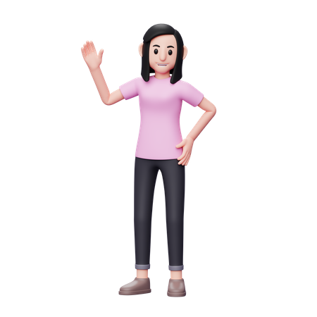 Woman waving her hand 3D Illustration