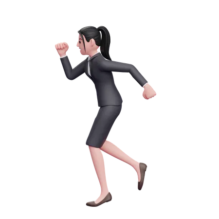 Woman Wearing Formal Dress Running In A Hurry  3D Illustration