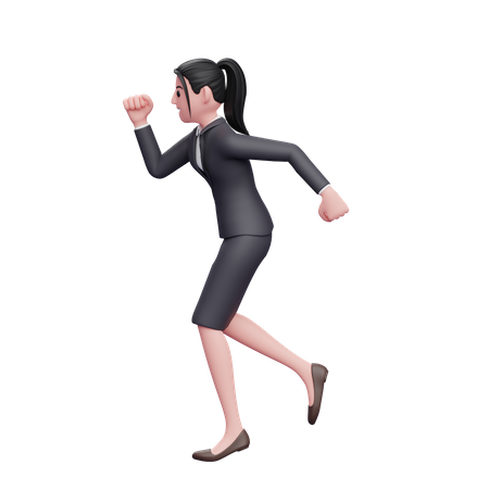 Woman Wearing Formal Dress Running In A Hurry 3D Illustration